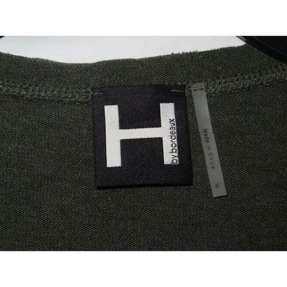 H by Bordeaux Women's Sz M Dark Olive Fleece Boxy Long Sleeve Sweatshirt - Picture 6 of 7